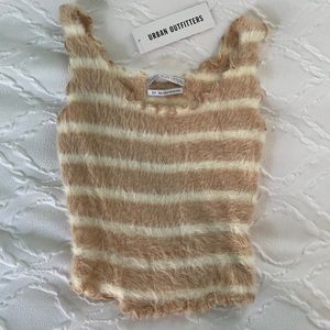 Urban Outfitters Peach striped fur tank